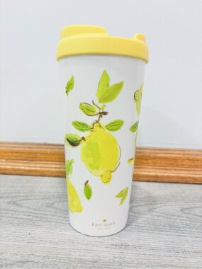 Kate Spade Yellow & Cream Lemon Travel Mug Tumbler Cup
